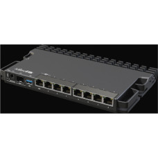 Mikrotik Wired Ethernet Router RB5009UG+S+IN, Quad core 1.4 GHz CPU, 1xSFP+, 7xGigabit LAN, 1x2.5G LAN, 1xUSB, Can be powered in 3 different ways, CPU temperature monitor, Mounts FOUR of these Routers in a Single 1U Rackmount Space, RouterOS L5 | Wired Et