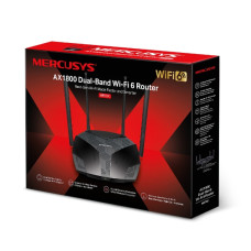 Mercusys AX1800 Dual-Band WiFi 6 Router | MR70X | 802.11ax | 1201+574 Mbit/s | 10/100/1000 Mbit/s | Ethernet LAN (RJ-45) ports 3 | Mesh Support No | MU-MiMO Yes | No mobile broadband | Antenna type 4xFixed