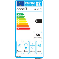 Cata | Hood | GL 45 X /C | Energy efficiency class A | Canopy | Width 50 cm | 820 m³/h | Touch | Stainless steel | EcoLed