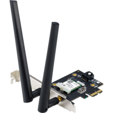 Asus AX1800 Dual-Band Bluetooth 5.2 PCIe Wi-Fi Adapter | PCE-AX1800 | 802.11ax | 574+1201 Mbit/s | Mbit/s | Ethernet LAN (RJ-45) ports | Mesh Support No | MU-MiMO Yes | No mobile broadband | Antenna type External | month(s)
