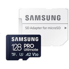 Samsung | MicroSD Card | PRO Ultimate | 128 GB | microSDXC Memory Card | Flash memory class U3, V30, A2 | SD adapter