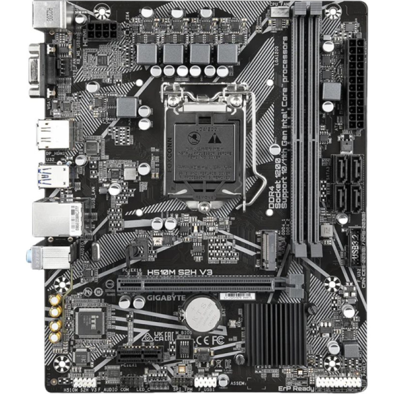 Gigabyte | H510M S2H V3 1.0 M/B | Processor family Intel | Processor socket  LGA1200 | DDR4 DIMM | Memory slots 2 | Supported hard disk drive interfaces 	SATA, M.2 | Number of SATA connectors 4 | Chipset Intel H470 Express | Micro ATX