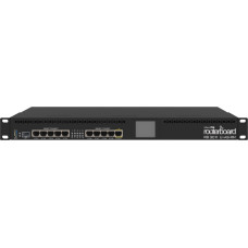 Mikrotik Wired Ethernet Router RB3011UiAS-RM, 1U Rackmount, Dual Core 1.4GHz CPU, 1GB RAM, 128 MB, 10xGigabit LAN, 1xSFP, 1xSerial console port, PoE out on port 10, USB, Touchscreen LCD Panel, PCB temperature and Voltage Monitor, IP20, RouterOS Level5 | R