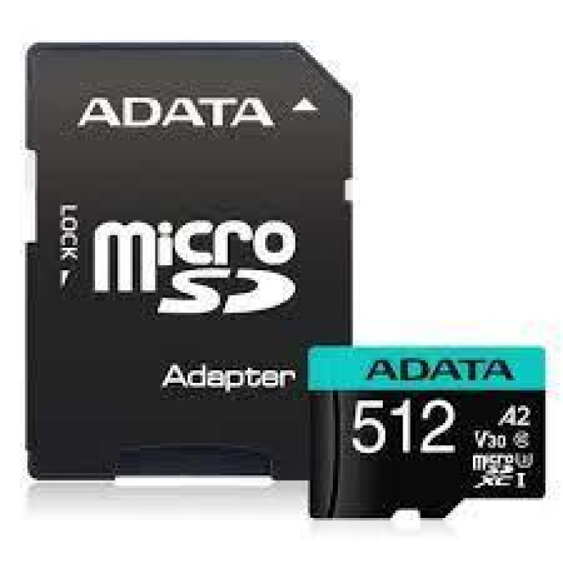 Adata MEMORY MICRO SDXC 512GB W/AD./AUSDX512GUI3V30SA2-RA1 ADATA