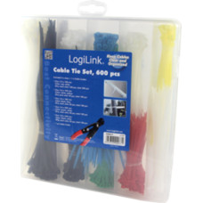 Logilink Cable Tie Set, 600pcs., 5 lengths, 1 x cable cutter