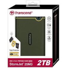 Transcend External HDD|TRANSCEND|StoreJet|2TB|USB 3.0|Colour Green|TS2TSJ25M3G