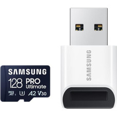 Samsung | MicroSD Card with Card Reader | PRO Ultimate | 128 GB | microSDXC Memory Card | Flash memory class U3, V30, A2