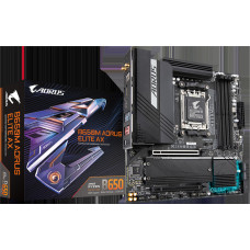 Gigabyte | B650M AORUS ELITE AX 1.0 M/B | Processor family AMD | Processor socket AM5 | DDR5 DIMM | Memory slots 4 | Supported hard disk drive interfaces 	SATA, M.2 | Number of SATA connectors 4 | Chipset AMD B650 | Micro ATX