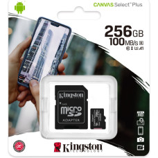 Kingston | Canvas Select Plus | UHS-I | 256 GB | MicroSDXC | Flash memory class 10 | SD Adapter