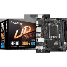 Gigabyte | H610I DDR4 1.0 M/B | Processor family Intel | Processor socket  LGA1700 | DDR4 DIMM | Memory slots 2 | Supported hard disk drive interfaces 	SATA, M.2 | Number of SATA connectors 4 | Chipset Intel H610 Express | Mini-ITX