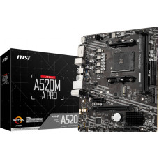 MSI | A520M-A PRO | Processor family AMD | Processor socket AM4 | DDR4 | Memory slots 2 | Number of SATA connectors | Chipset AMD A | Micro ATX