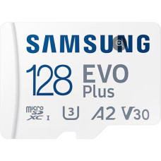 Samsung | MicroSD Card | EVO Plus | 128 GB | microSDXC Memory Card | Flash memory class U3, V30, A2